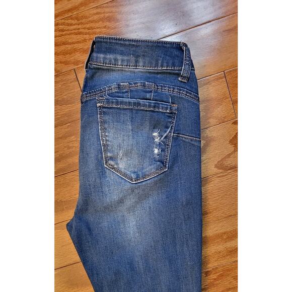 Wax Jean Butt I Love You Jeans Womens Size 7 Low Rise Medium Wash Distressed - Picture 2 of 14
